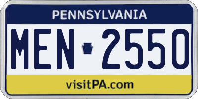 PA license plate MEN2550