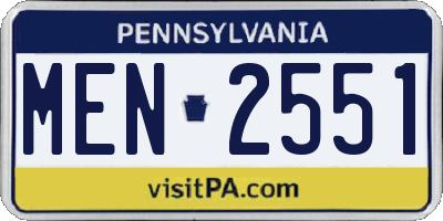 PA license plate MEN2551