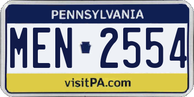 PA license plate MEN2554