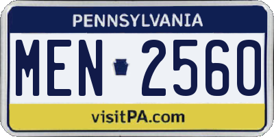 PA license plate MEN2560