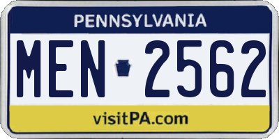 PA license plate MEN2562