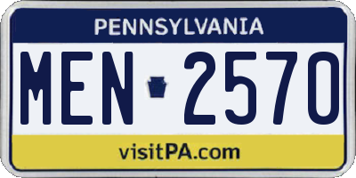 PA license plate MEN2570