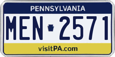 PA license plate MEN2571