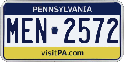 PA license plate MEN2572