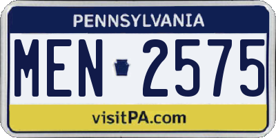 PA license plate MEN2575