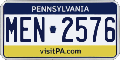 PA license plate MEN2576