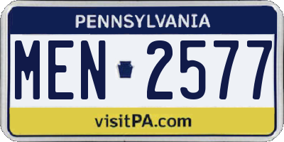 PA license plate MEN2577