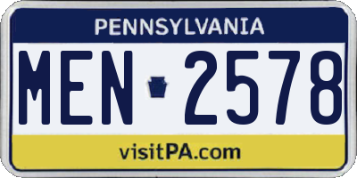 PA license plate MEN2578