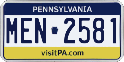 PA license plate MEN2581