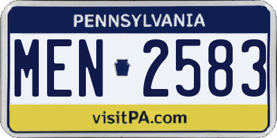 PA license plate MEN2583