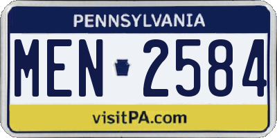 PA license plate MEN2584