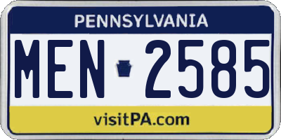 PA license plate MEN2585