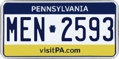 PA license plate MEN2593