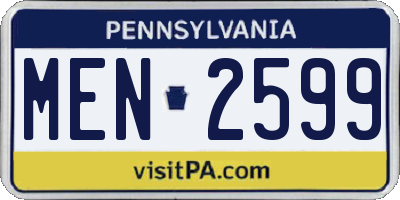 PA license plate MEN2599