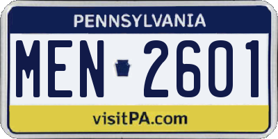 PA license plate MEN2601