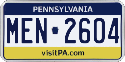 PA license plate MEN2604