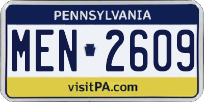 PA license plate MEN2609