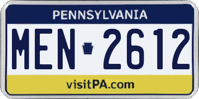 PA license plate MEN2612