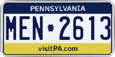PA license plate MEN2613