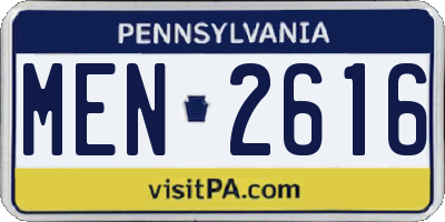PA license plate MEN2616