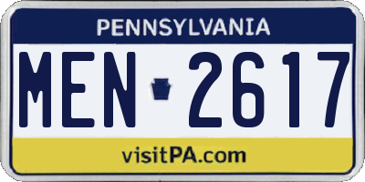 PA license plate MEN2617