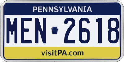 PA license plate MEN2618