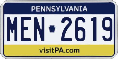 PA license plate MEN2619