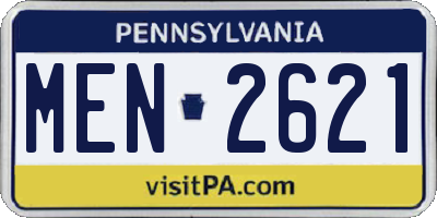 PA license plate MEN2621