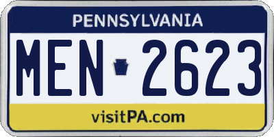 PA license plate MEN2623