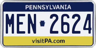 PA license plate MEN2624
