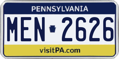 PA license plate MEN2626