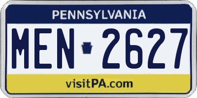 PA license plate MEN2627