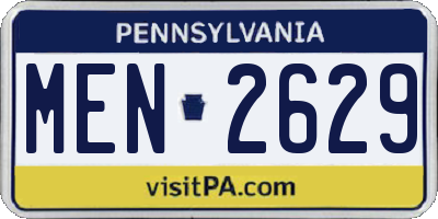 PA license plate MEN2629