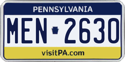 PA license plate MEN2630