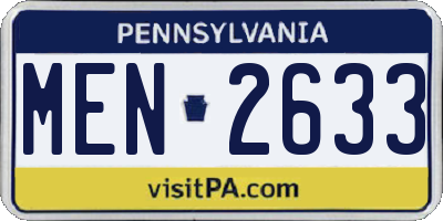 PA license plate MEN2633