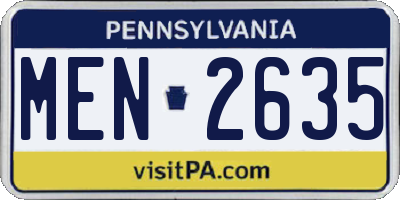 PA license plate MEN2635