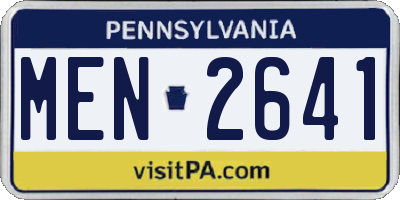 PA license plate MEN2641
