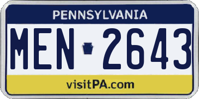 PA license plate MEN2643