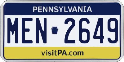 PA license plate MEN2649