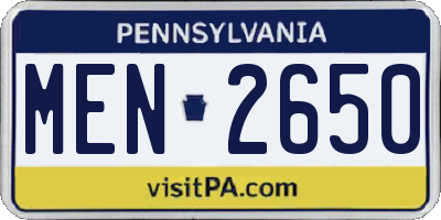 PA license plate MEN2650