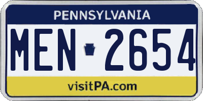 PA license plate MEN2654