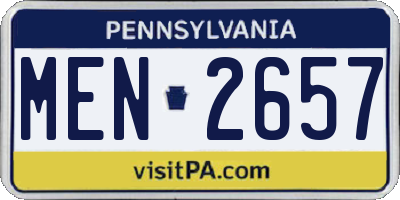 PA license plate MEN2657