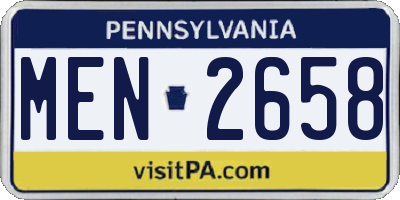 PA license plate MEN2658