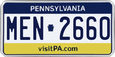 PA license plate MEN2660