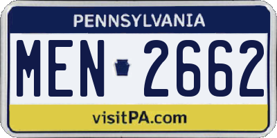 PA license plate MEN2662