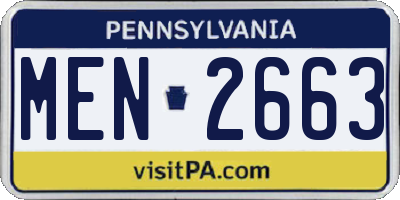 PA license plate MEN2663