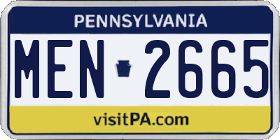 PA license plate MEN2665