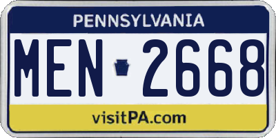 PA license plate MEN2668