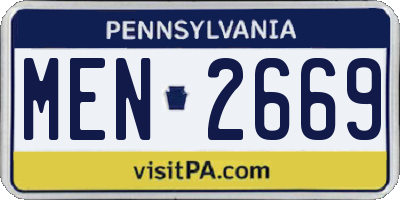 PA license plate MEN2669