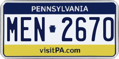 PA license plate MEN2670